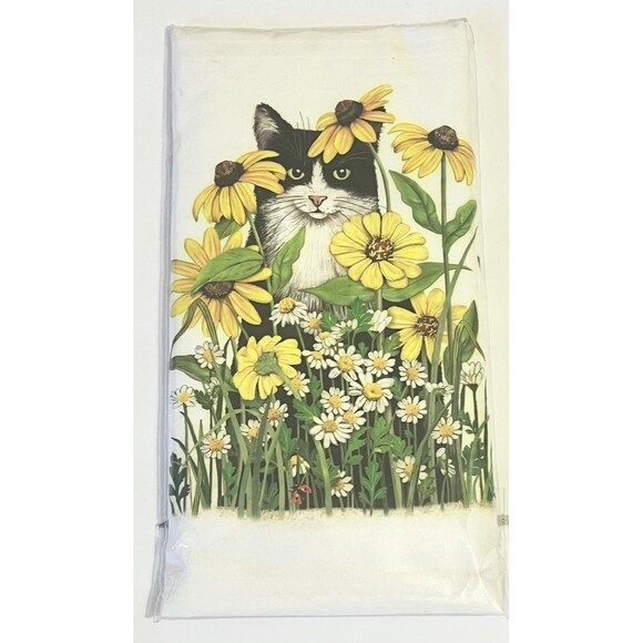Mary Lake-Thompson Other - MARY LAKE-THOMPSON Yellow Flower Garden Cat Flour Sack Kitchen Towel 30"x30" New